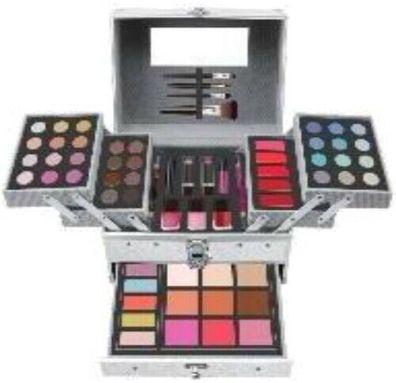 Deluxe Hologram Kosmetik Make-up ALU Koffer Schminkkoffer 65 tlg gefüllt(e669)