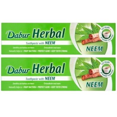 Dabur Herbal Kräuter NEEM Zahnpasta mit Neemextrakt Toothpaste 155g 2er Pack