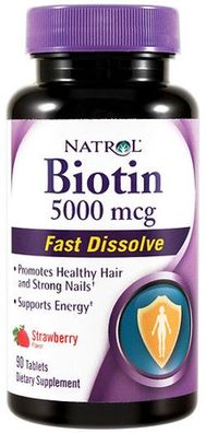 Biotin Fast Dissolve, 5000mcg (Strawberry) - 90 tabs