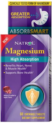 Magnesium High Absorption, Natural Cranberry Apple - 60 chewable tabs