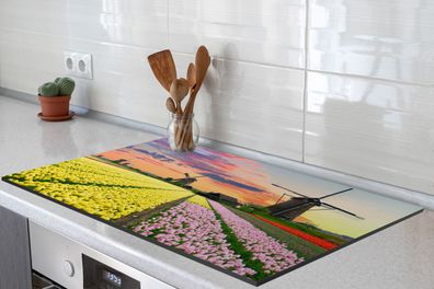 Herdabdeckplatte 90x52 cm Tulpen - Windmolen - Natuur