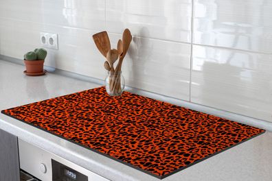 Herdabdeckplatte 90x52 cm Dierenprint - Rood - Panter