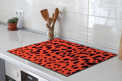 Herdabdeckplatte 65x52 cm Dierenprint - Panter - Rood - Zwart