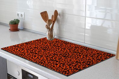 Herdabdeckplatte 78x52 cm Dierenprint - Rood - Panter