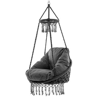 Vivere Macrame Sessel mit Rahmen Fog Grey - grau Hängestuhl