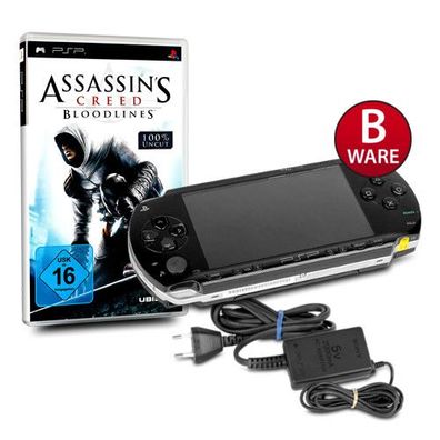 PSP Konsole 1004 in Black / Schwarz #10B + original Ladekabel + Spiel Assassins ...
