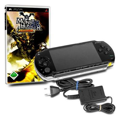PSP Konsole 1004 in Black / Schwarz #10A + original Ladekabel + Spiel Monster ...