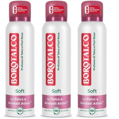 Borotalco Soft Profumo di Talco e Fiori Rosa Deodorant 3 x 150ml