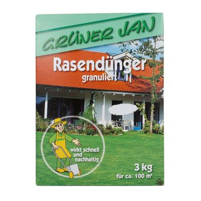 Grüner Jan Spezial Rasendünger granuliert 3kg Spezialdünger 100m² Rasen Dünger