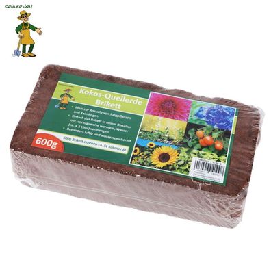 Kokos-Quellerde-Brikett Kokoserde Aussaaterde Blumenerde Pflanzenerde 600g ca.5L