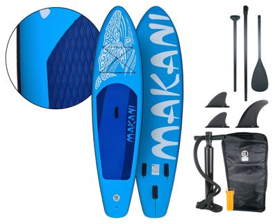 Makani SUP Aufblasbares Stand Up Paddle Paddleboard Board Paddel 320 cm Blau