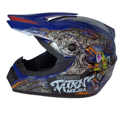Mejia Crosshelm für Kinder blau Motocrosshelm Helm Kinderhelm Endurohelm