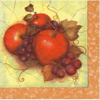 Motiv-Serviette „Äpfel und Trauben“
