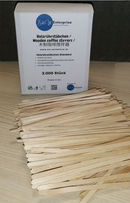 2.000 - 10.000 B&W Holz Rührer 140mm Rührstäbchen Kaffeerührer Teerührer Bio