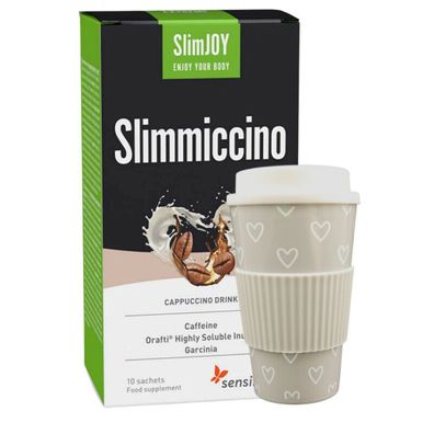 SlimJoy Slimmiccino - 10 Sachets Abnehmkaffee Keto Diät + 430ml Kaffeebecher