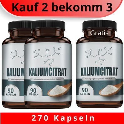 Kalium Kapseln 270 Kapseln - Premiumqualität -Hochdosiert - Made in Germany