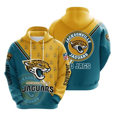 Fußball Herren 3D Sweatshirt Jacksonville Jaguars Hoodie Kapuzenpullover Gelb
