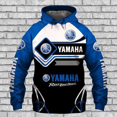 Herren 3D Sweatshirt Hoodie Yamaha Autorennen Kapuzenpullover Blau