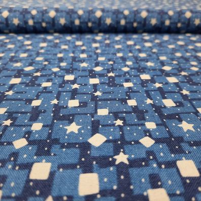 Webstoff "Cosmic scatter" Punkte, Sterne blau/ dunkelblau/ weiß