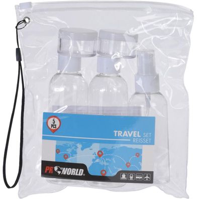 Kosmetik-Reiseset transparent Handgepäck Etui leere Plastikflaschen Cremedose