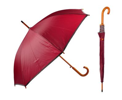 Regenschirm Burgund mit Holzgriff Automatik Stockschirm Stützschirm Sonnenschirm