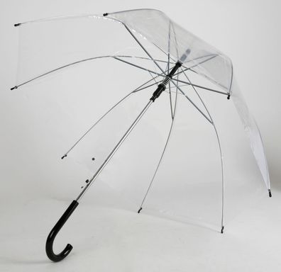 Automatik Stock-Regenschirm transparent 90cm Stockschirm Schirm durchsichtig
