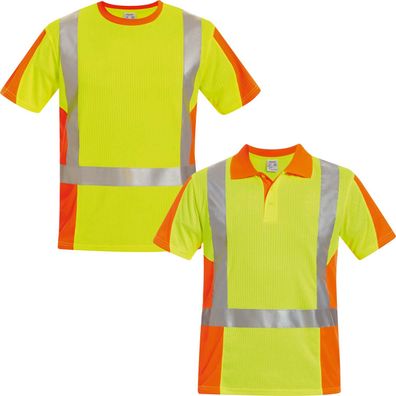 elysee Warnschutz T Shirt oder Poloshirt Warnshirt Tshirt orange gelb mit Reflex