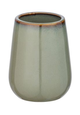 Zahnputzbecher Sirmione, Keramik, grün mit kupferfarbenem Rand, Ø 8 cm, Wenko