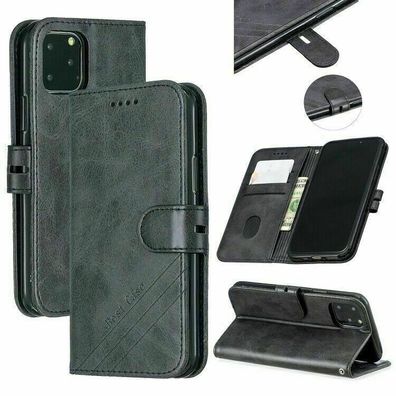 Handyhülle Für iPhone 13 Pro Max Flip Leder Tasche Etui Case Schutz Schwarz