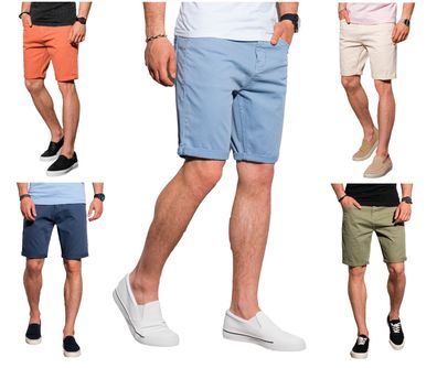 Herren Shorts Kurzhose Bermudas Slim Fit Sommer Baumwolle 7 Farben S-XXL W303