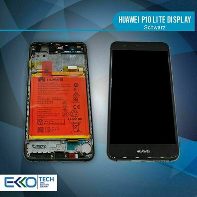 Huawei P10 Lite LCD Display Bildschirm Schwarz + Akku Rahmen Original Ware