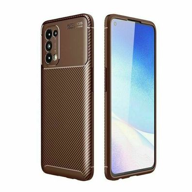 Schutzhülle für Oppo Find X3 Lite Carbon Soft TPU Silikon Case Braun Brown