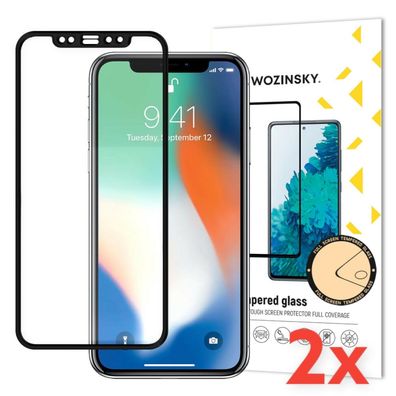 2x Komplett Schutzglas Panzerfolie für iPhone X / XS / 11 Pro 10D Schwarz Hart