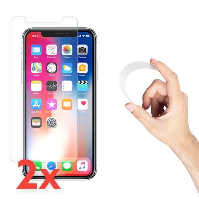 2x Schutzglas Panzerfolie für iPhone X / XS / 11 Pro Nano Glass Hybrid Flexible