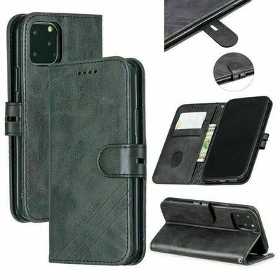 Handyhülle Für iPhone 12 Pro Max Flip Leder Tasche Etui Case Schutz Schwarz