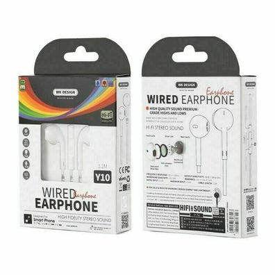Headset Kopfhörer / Ohrhörer für iPhone / iPad / Samsung Klinke Ton Musik 1.2m