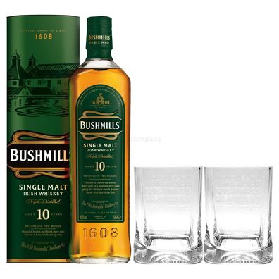 Bushmills 10 Jahre Single Malt Irish Whiskey 0,7l 700ml (40% Vol) + 2x Tumbler