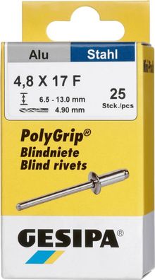 Blindniet, Mini-Pack, PolyGrip® Alu/ Stahl, Großkopf