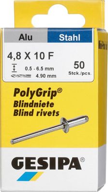 Blindniet, Mini-Pack, PolyGrip® Alu/ Stahl, Standard, Flachrundkopf