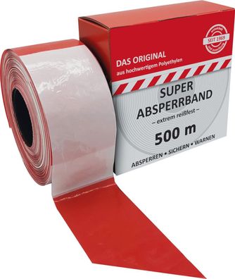 Absperrband 500 m-Rolle rot/ weiß geblockt