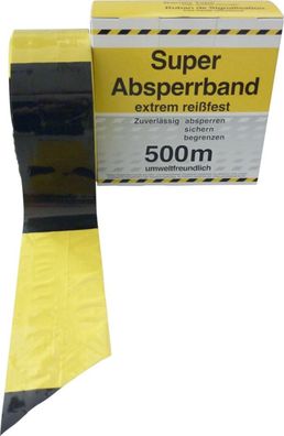 Absperrband 500 m-Rolle gelb/ schwarz geblockt