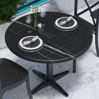 WERZA | Werzalit Tischplatte | Ø60cm | Schwarz Marmor | Topalit Tischplatte
