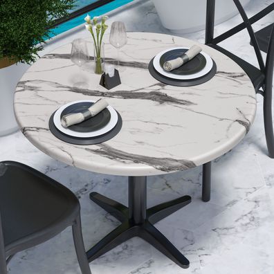 WERZA | Werzalit Tischplatte | Ø70cm | Weiß Marmor | Topalit Tischplatte