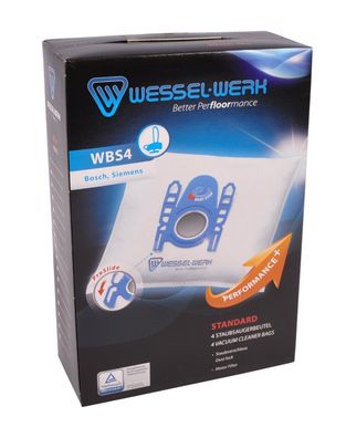 4 x, WBS4 = Swirl S73 Staubsaugerbeutel für Bosch und Siemens mit Staubverschluss