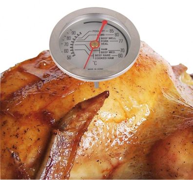 Edelstahl Küchen-Thermometer analog Bratenthermometer Fleisch Grillen Backofen
