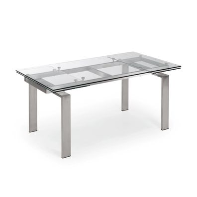Tisch Nara ausziehbar 160 (240) x 85 cm aus Glas und Edelstahl