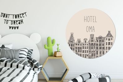 Runde Wandbilder - 140x140 cm - Sprichwörter - Hotel Oma - Zitate (Gr. 140x140 cm)