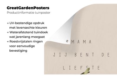 Gartenposter - 80x120 cm - Mama du bist die Süßeste - Zitate - Sprichwörter - Mama