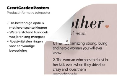 Gartenposter - 120x180 cm - Wörterbuch - Mutter - Mama definition - Zitate - Sprichwö