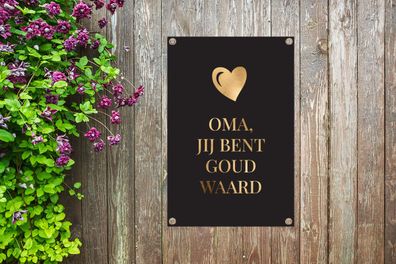 Gartenposter - 40x60 cm - Oma, du bist Gold wert - Sprichwörter - Oma - Zitate